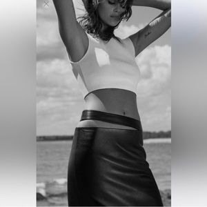 KAIA X ZARA Black Leather Cutout Skirt